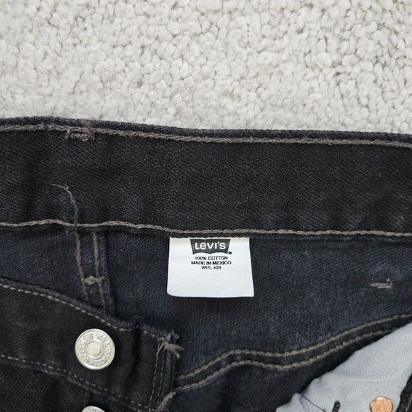 Levis 501 Button Fly WPL 423 Straight Black Denim Jeans 00501-0660, Mens 40 x 30 - Picture 3 of 5